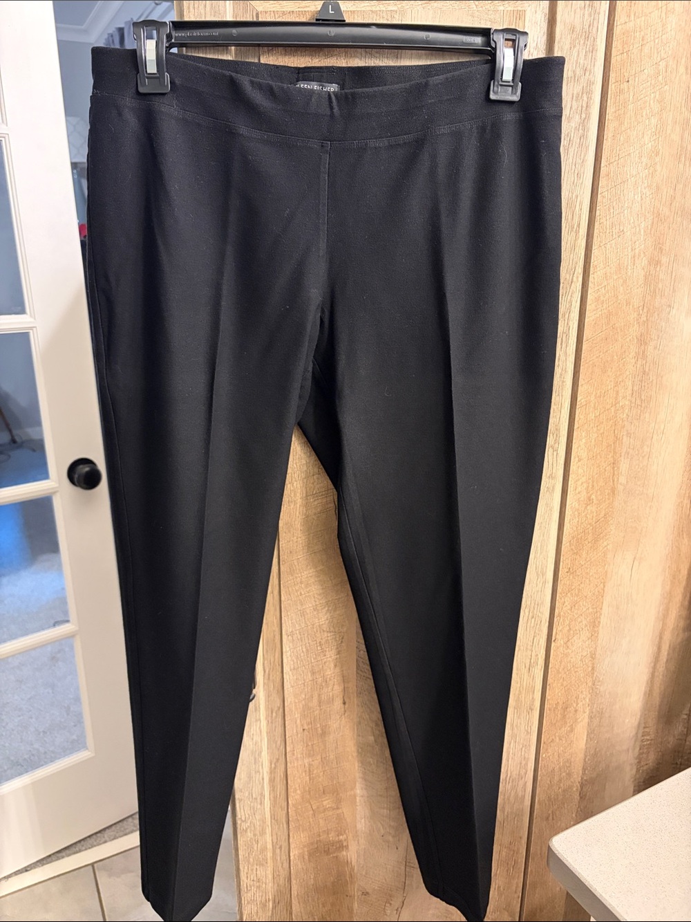 Eileen Fisher Large Black Cropped Ponte Slim Pants